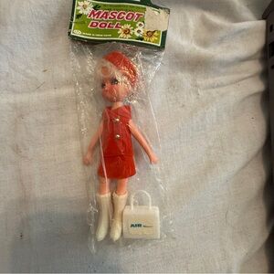 Vintage Air France Stewardess Mascot Doll Airline Souvenir Toy 1970s Hong Kong N